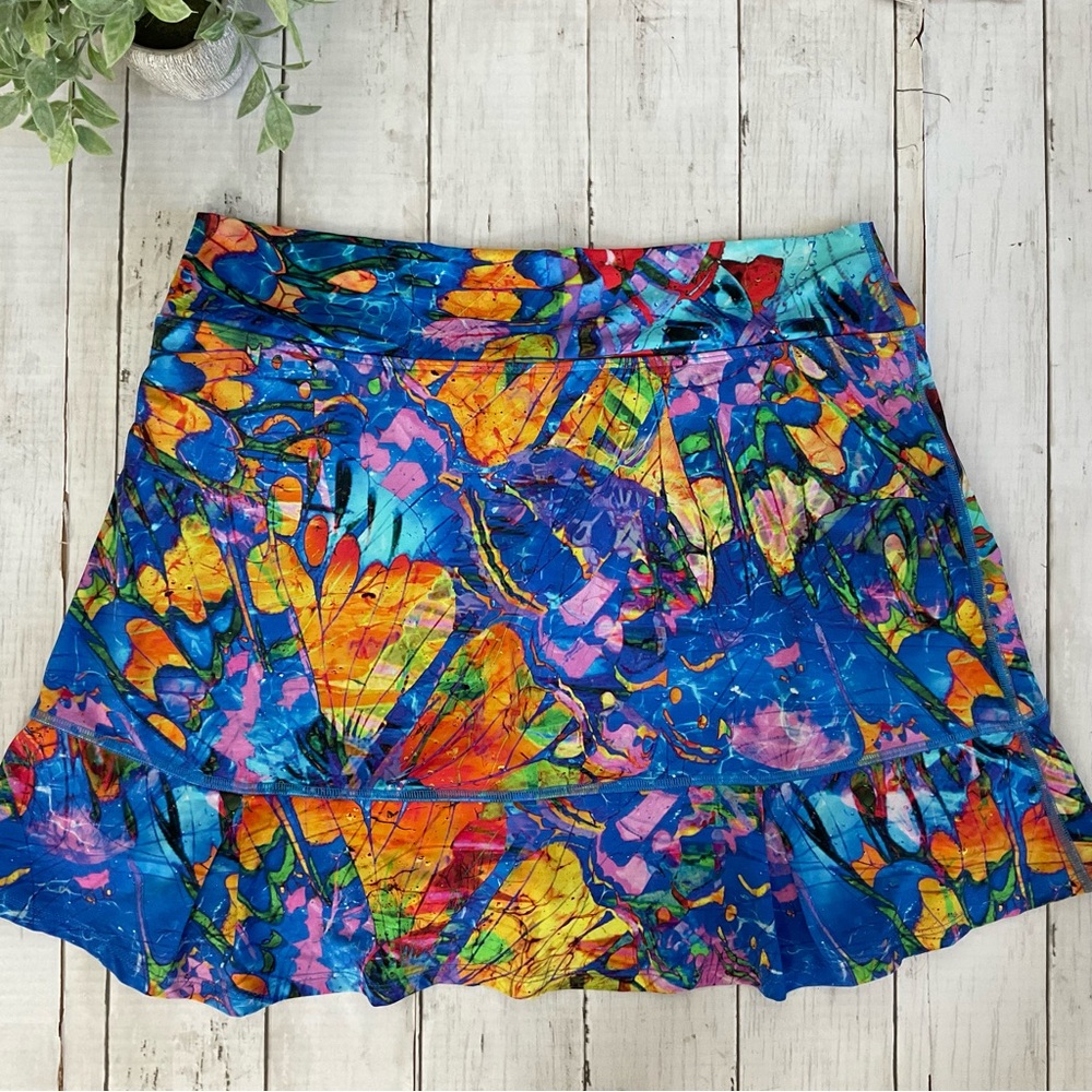 Dona Jo Fly JoJo Colorful Abstract Womens Skort. Shorts underneath, pocket, sz3